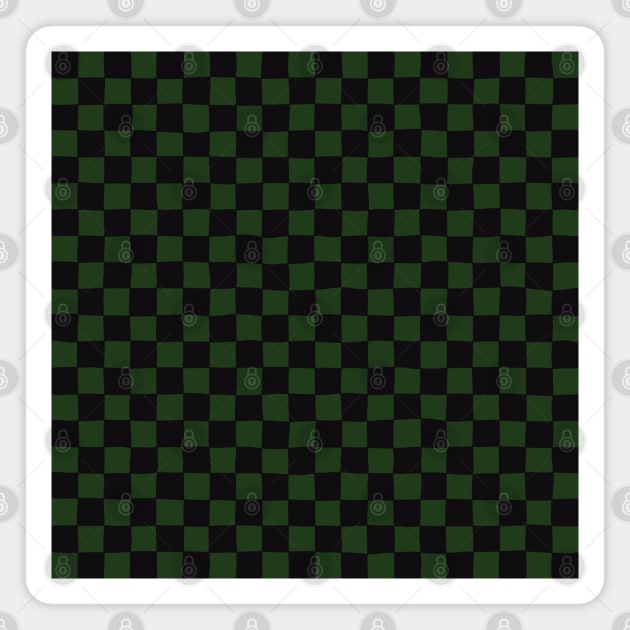 Wonky Checkerboard, Black and Green Magnet by Niemand